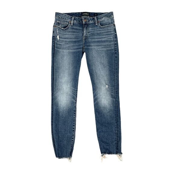 Lucky Brand Jeans Womens 4 Blue Denim Lolita Skinny Raw Hem Distressed Stretch - Picture 1 of 15